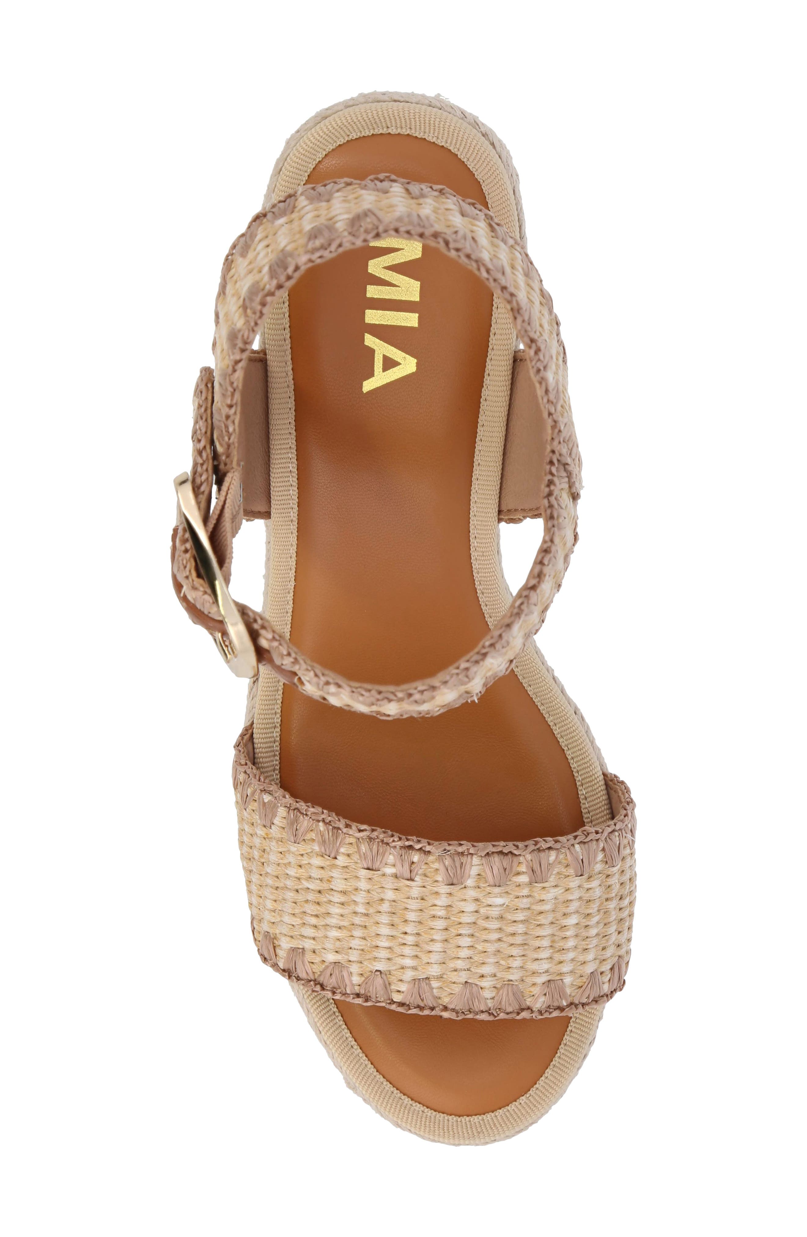 MIA Beverlee Platform Wedge Sandal, Alternate, color, Natural/ Cognac