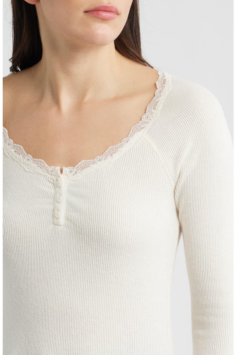 Lace Trim Henley Top, Alternate, color, WHISPER WHITE