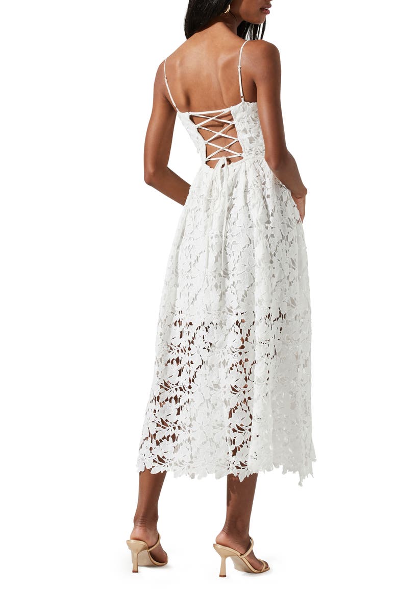ASTR the Label Joyce Linen Blend Lace Midi Dress, Alternate, color, 