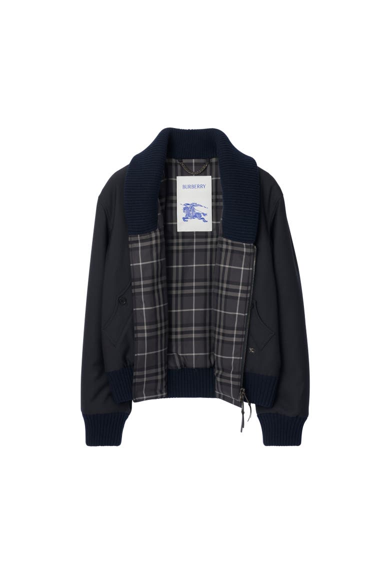 Wool Blend Bomber Jacket, Alternate, color, Navy