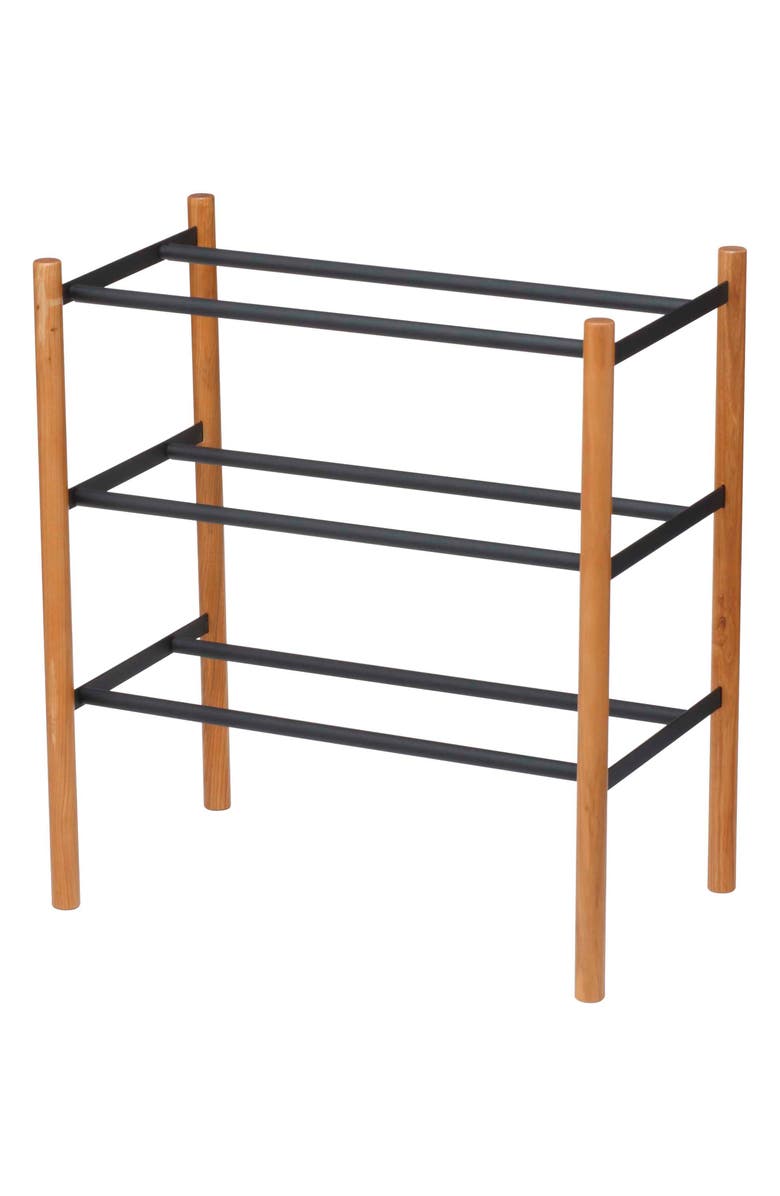 Yamazaki Expandable 3-Tier Shoe Rack, Main, color, Black