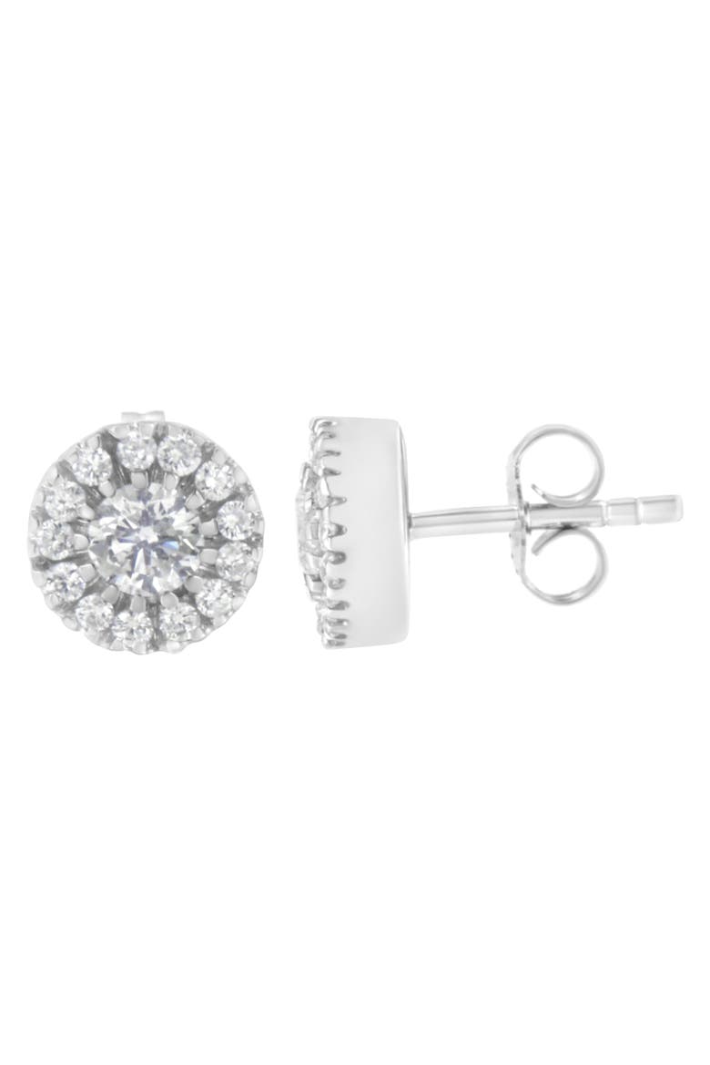14k White Gold 1 cttw Diamond Halo Stud Earrings, Main, color, White