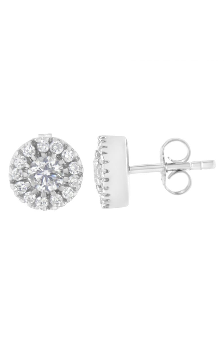 Haus of Brilliance 14k White Gold 1 cttw Diamond Halo Stud Earrings, Main, color, White