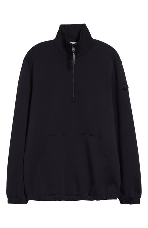 Moncler Logo-appliquéd Cotton-blend Jersey Half-zip Sweatshirt In Navy
