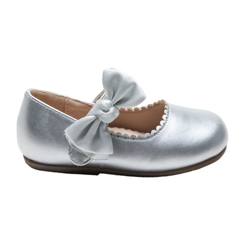 Tulleen Satin Elodie Rhinestone Bow Flats In Silver