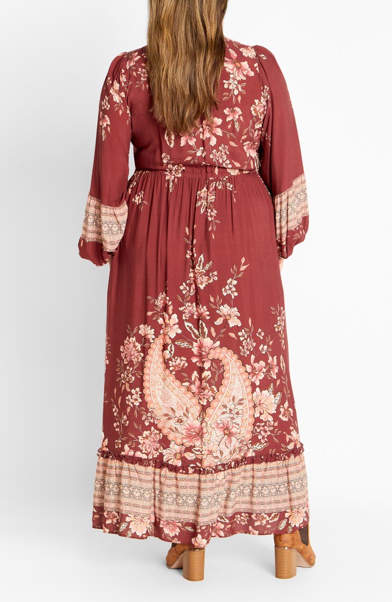 City Chic Destiny Placed Print Long Sleeve Maxi Dress, Alternate, color, Paisley