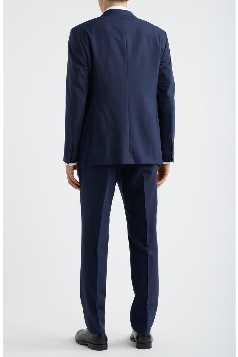 Navy Microcheck Virgin Wool Peak Lapel Suit, Alternate, color, NAVY