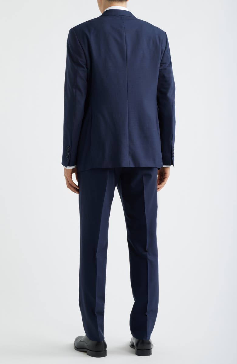 Emporio Armani Navy Microcheck Virgin Wool Peak Lapel Suit, Alternate, color, Navy