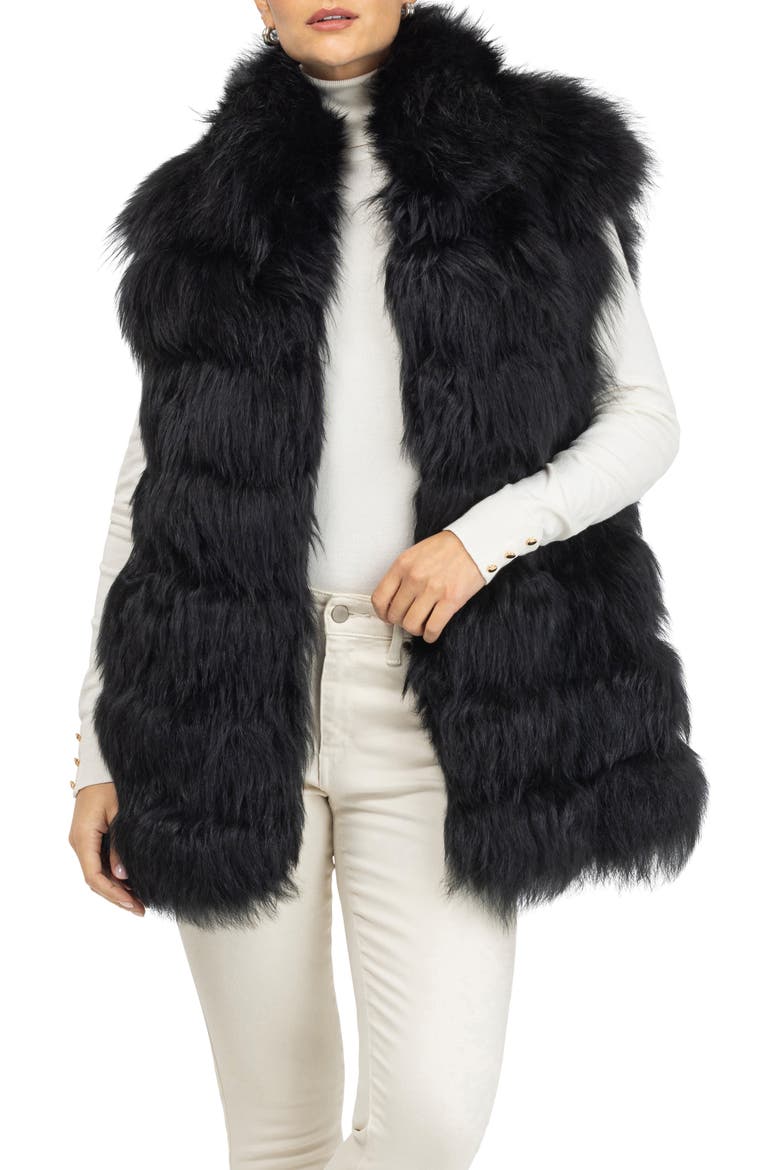 Genuine Shearling Vest, Alternate, color, BLACK