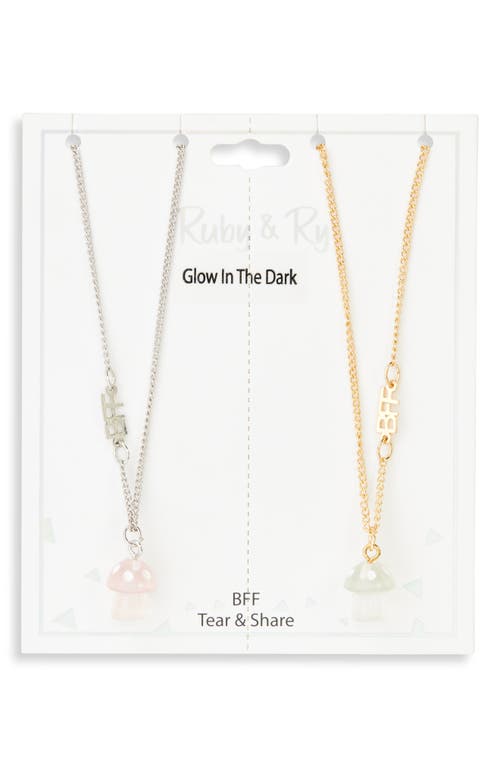 Ruby & Ry Kids' Set of Two Glow In The Dark BFF Necklaces in Silver 