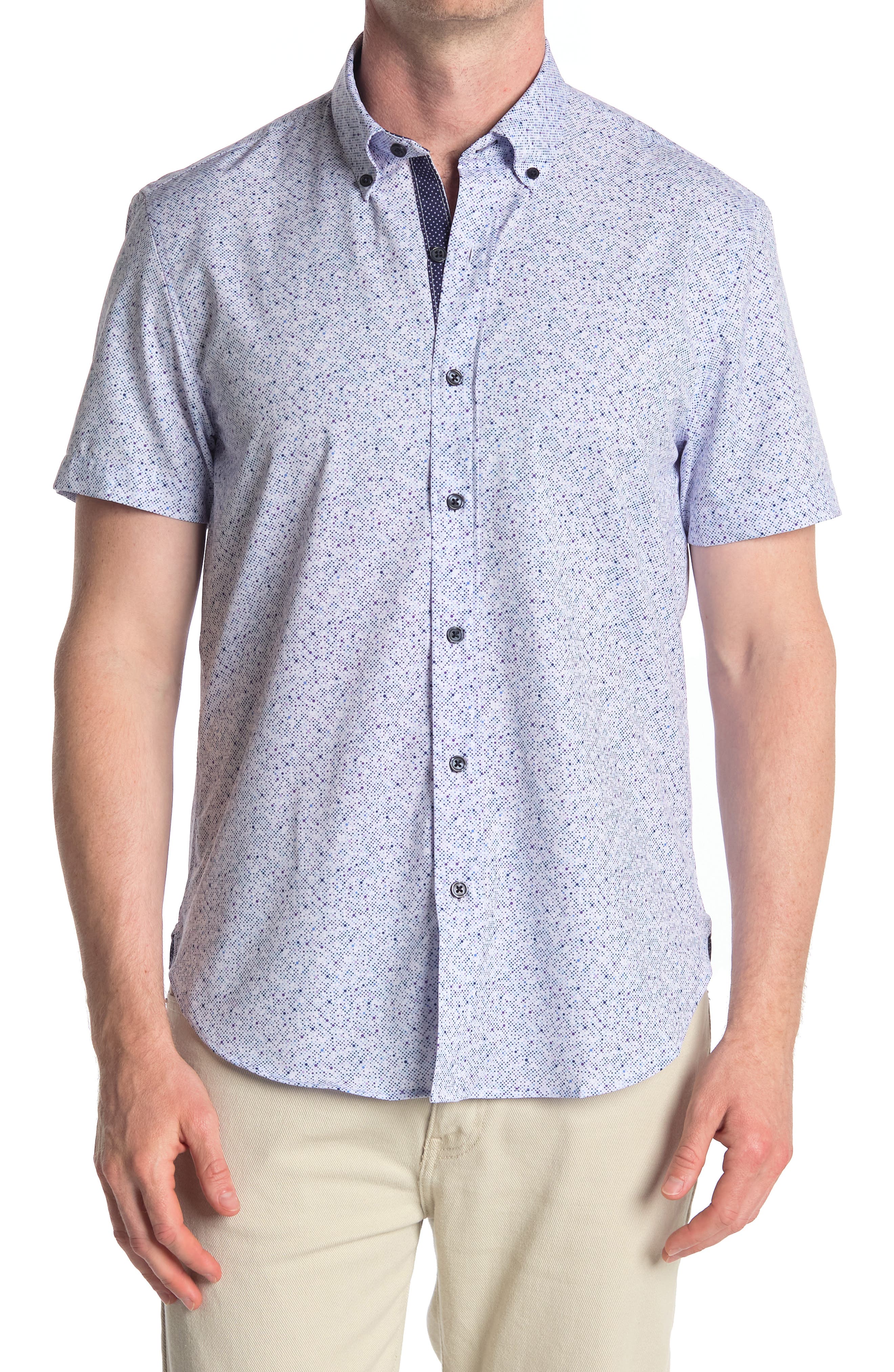 CONSTRUCT Short Sleeve Woven Micro Dot Shirt (Men) | Nordstromrack