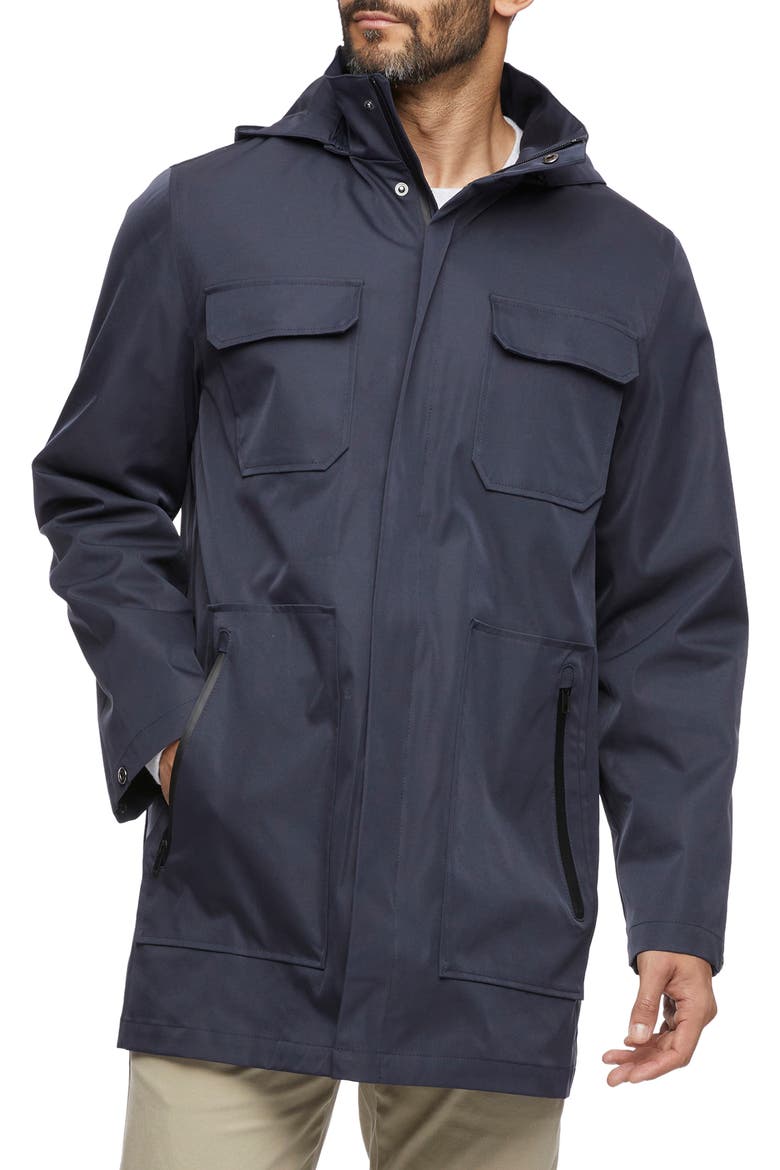 Tech Water Resistant Raincoat, Main, color, SPACEBLUE