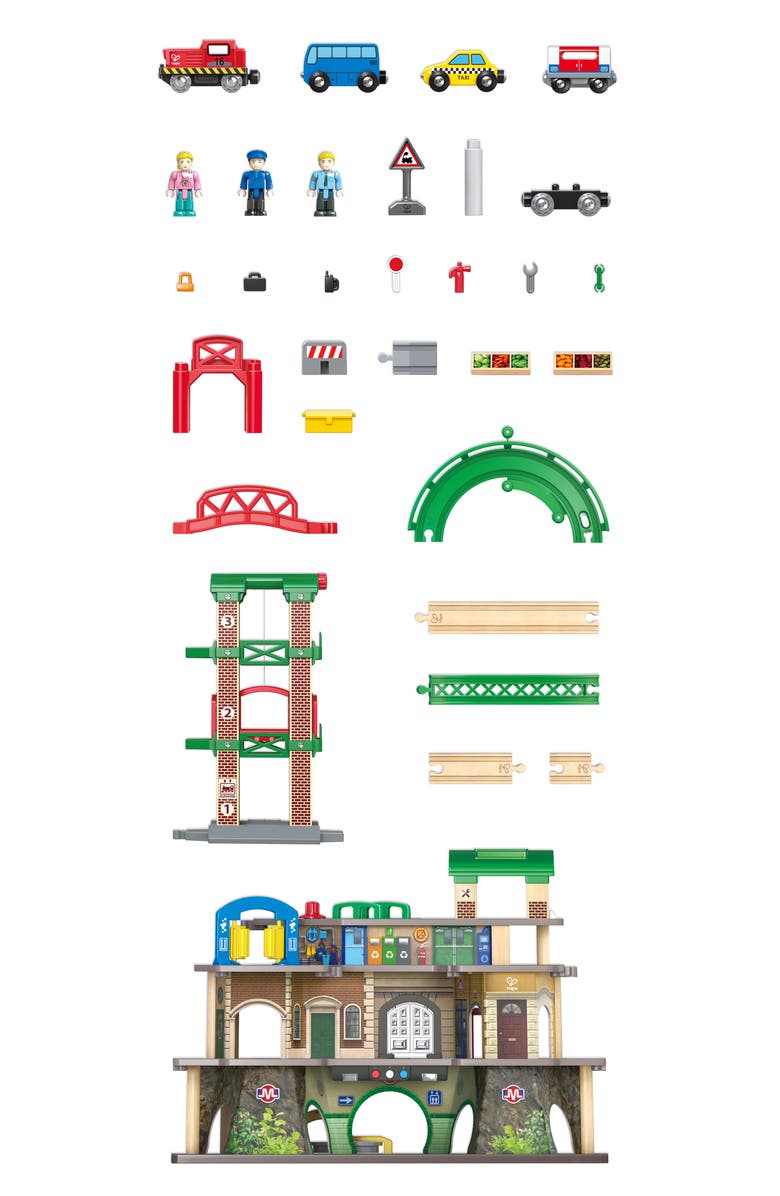 Hape Multi-Level Railway City Playset, Alternate, color,