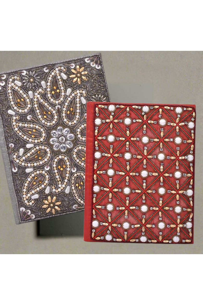 Exquisite Zari Hand-Embroidered Journal, Alternate, color, Red