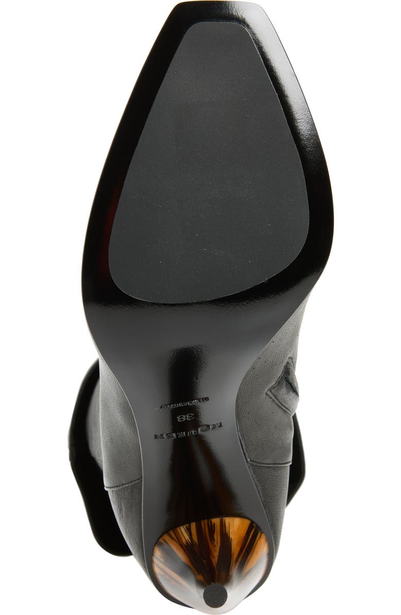McQueen Lace-up Cuff Horn Heel Knee High Boot, Alternate, color,