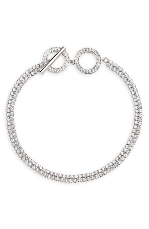 Pavé Cubic Zirconia Toggle Tennis Bracelet