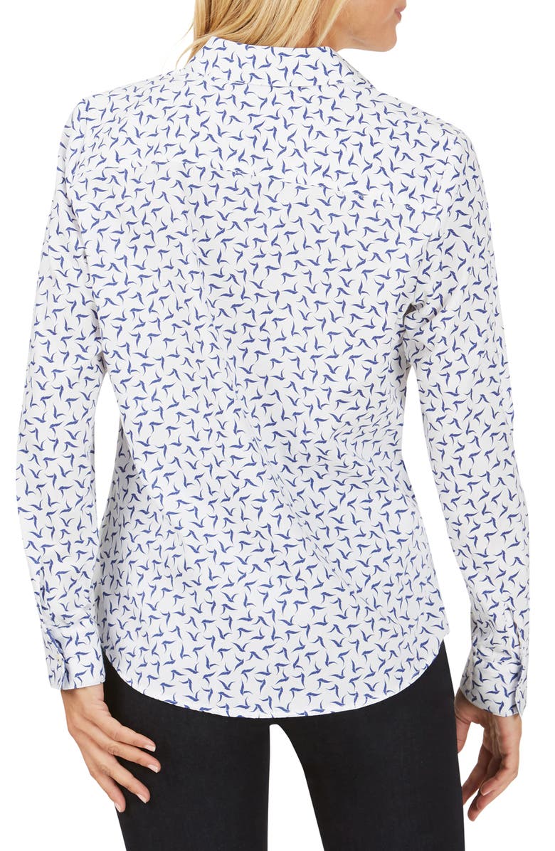 Foxcroft Ava Bye Bye Birdie Cotton Button-Up Shirt, Alternate, color, 