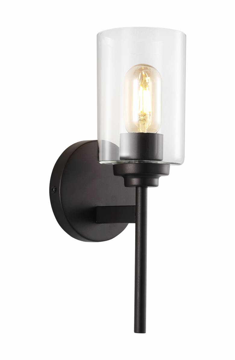 JONATHAN Y Juno 1-Light Farmhouse Industrial Iron Cylinder LED Sconce, Main, color, Oil Rubbed Bronze