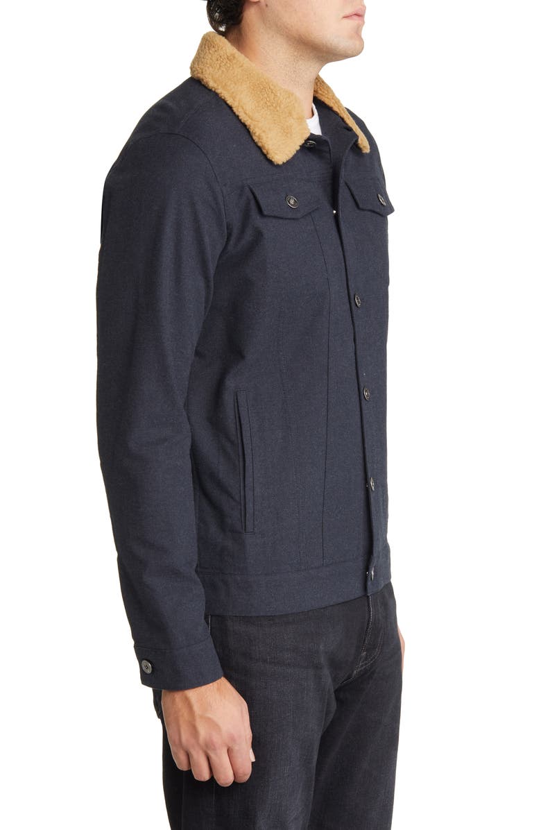 Peter Millar Flannel Trucker Jacket with Fleece Collar, Alternate, color, 