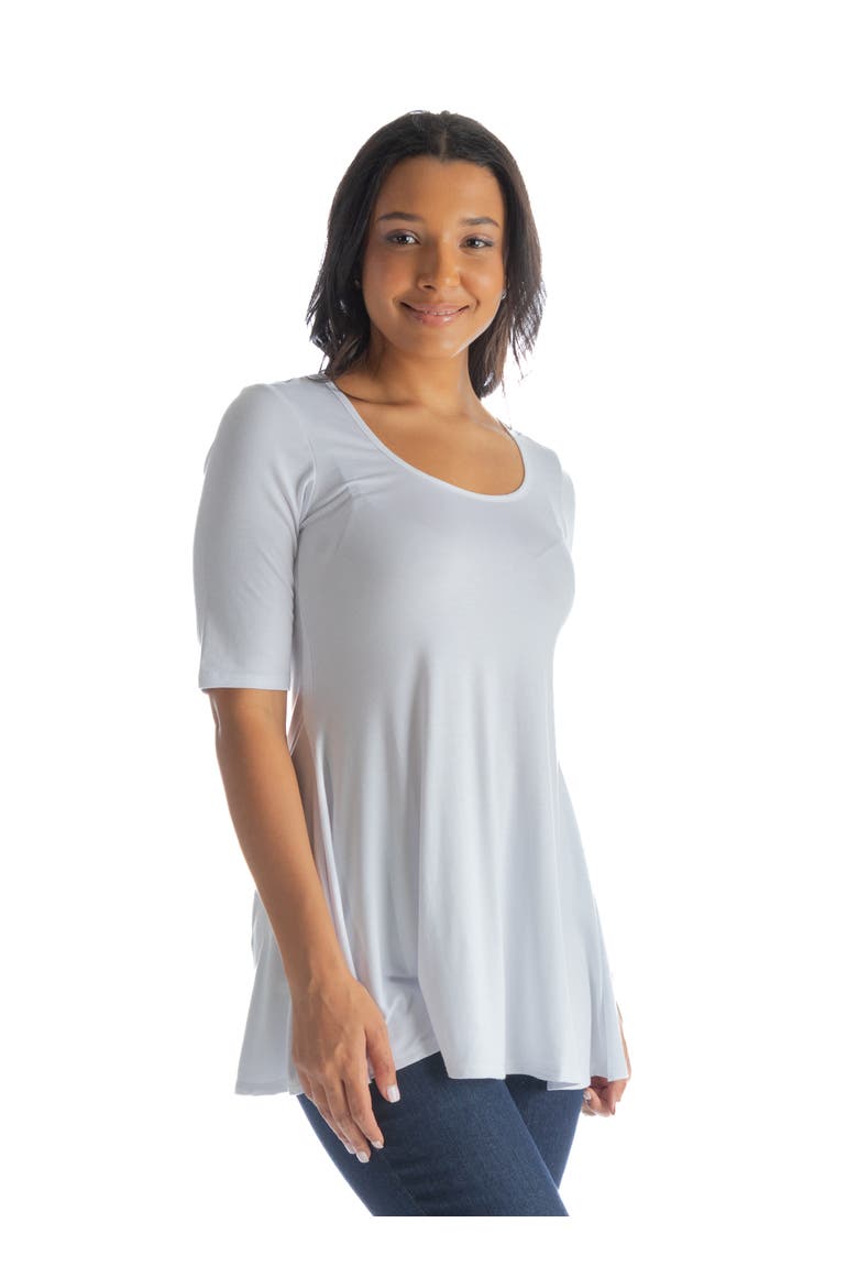 Elbow Sleeve Swing Tunic Top, Alternate, color, White