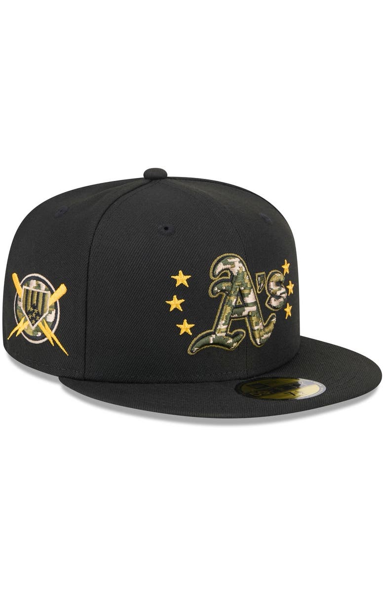 New Era Men's New Era Black Athletics 2024 Armed Forces Day On-Field 59FIFTY Fitted Hat, Alternate, color, Black