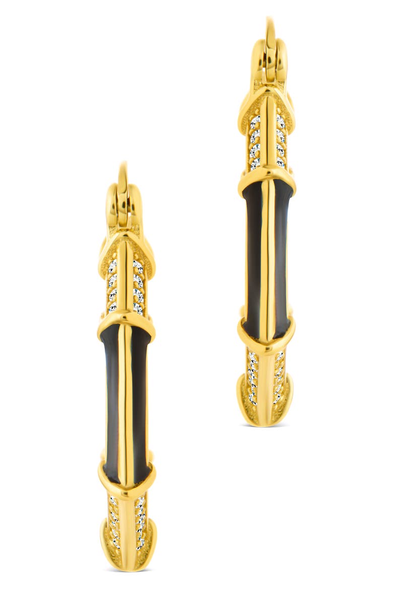 Lina Enamel & Cubic Zirconia Hoop Earrings, Alternate, color, GOLD