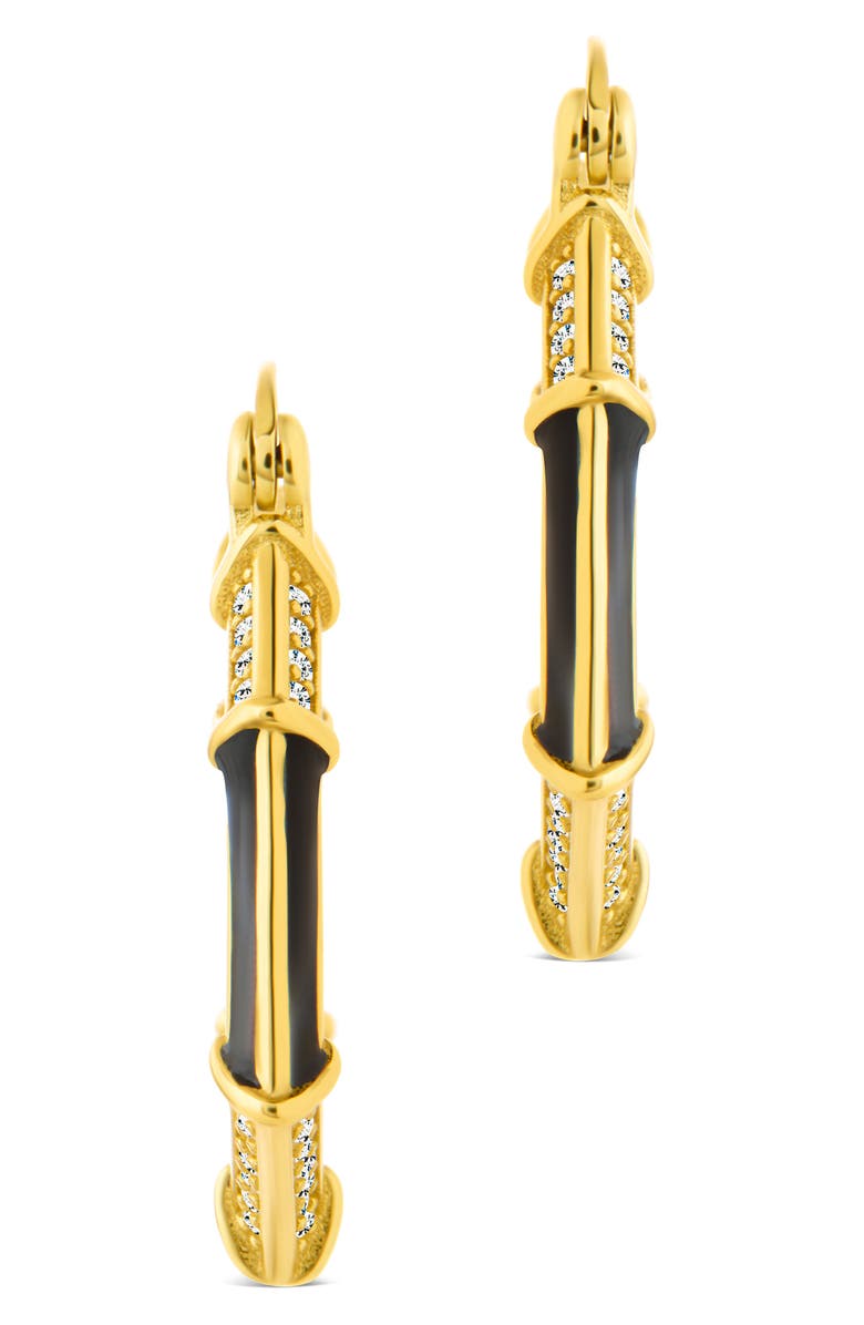 Sterling Forever Lina Enamel & Cubic Zirconia Hoop Earrings, Alternate, color, Gold