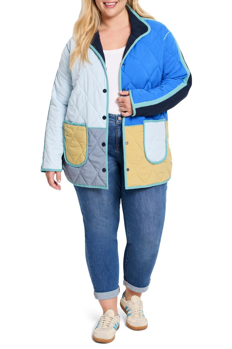 Colorblock Reversible Quilted Jacket, Alternate, color, BLUE MULTI