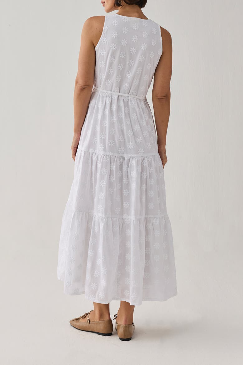 Embroidered Tiered Wrap Maxi Dress, Alternate, color, Embroidered Cotton White