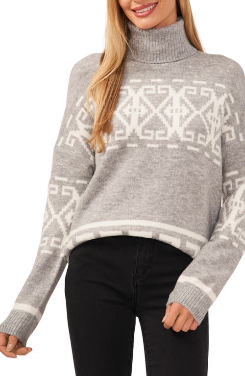 Cece Fair Isle Turtleneck Sweater In Gray