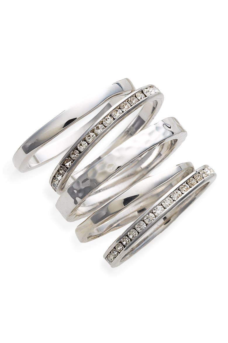 Slim Stackable Rings, Main, color, SILVER/CLEAR CRYS
