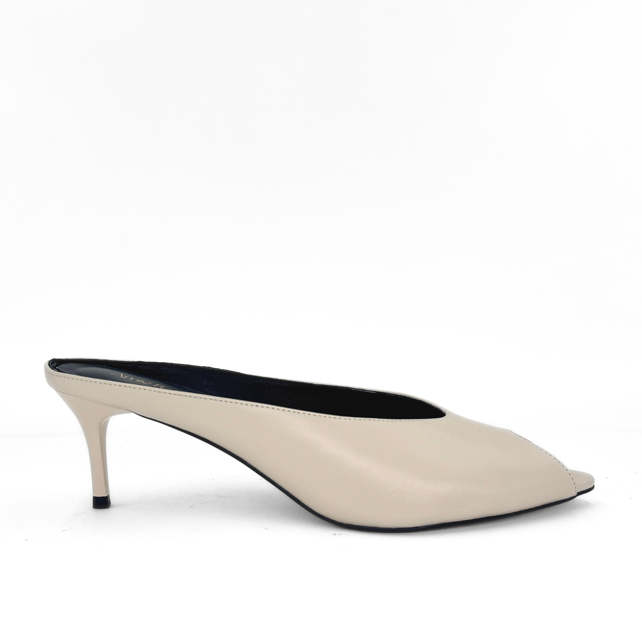 Audrey II Peeptoe Leather Mule, Main, color, Bone