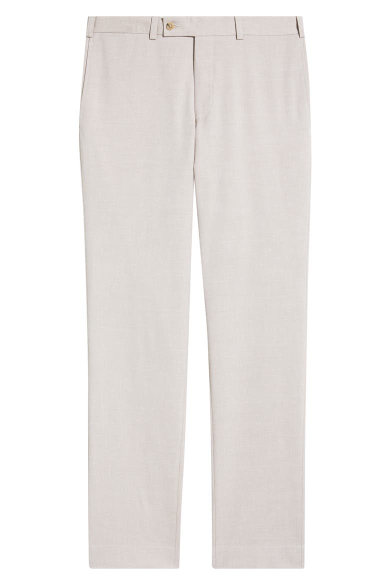 Piero Flat Front Stretch Cotton & Wool Dress Pants, Alternate, color, LIGHT TAN