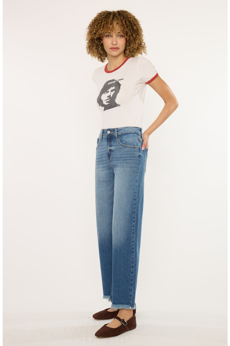 Aruli Essentials High Rise Cropped Wide Leg Jeans, Alternate, color, Medium Wash