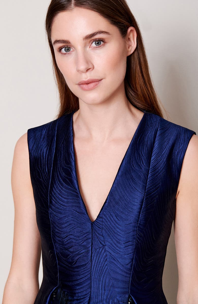 Talbot Runhof Licuala Grandis Sequin Detail Jacquard Fit & Flare Dress, Alternate, color, 