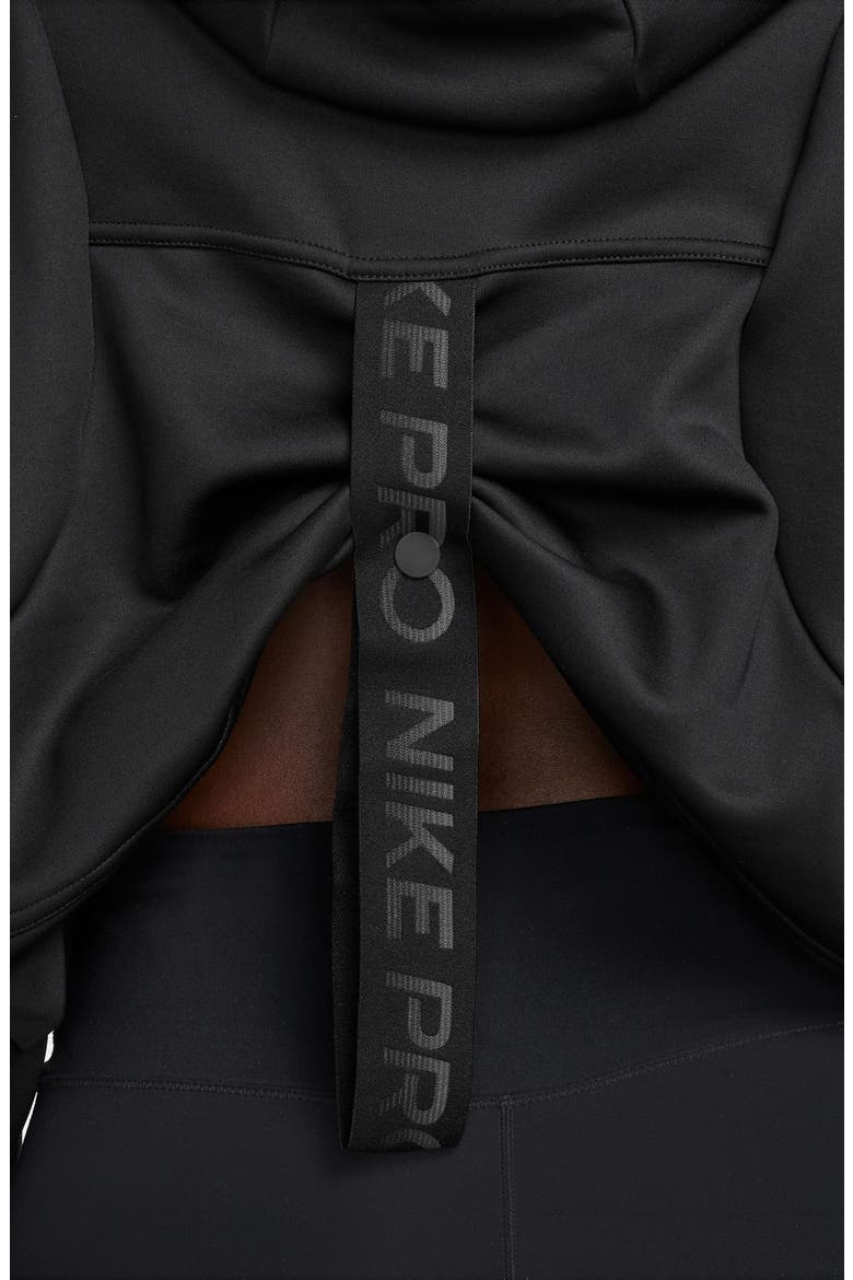 Pro Therma-FIT Crop Fleece Hoodie, Alternate, color, BLACK/WHITE