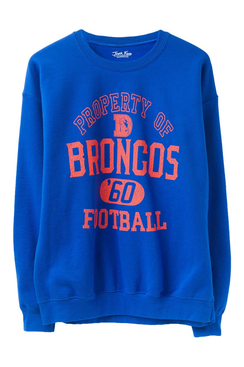 Denver Broncos Property of Flea Market Crewneck Sweatshirt, Main, color, ROYAL