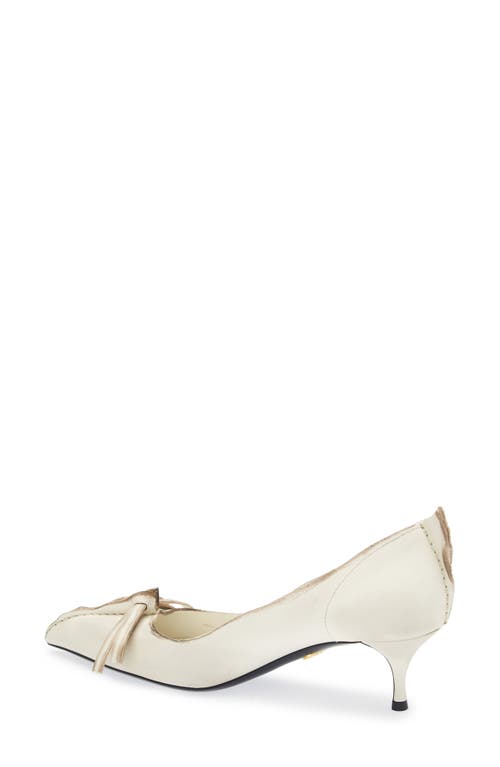 Prada Exposed Seam Kitten Heel Pump In Neutral