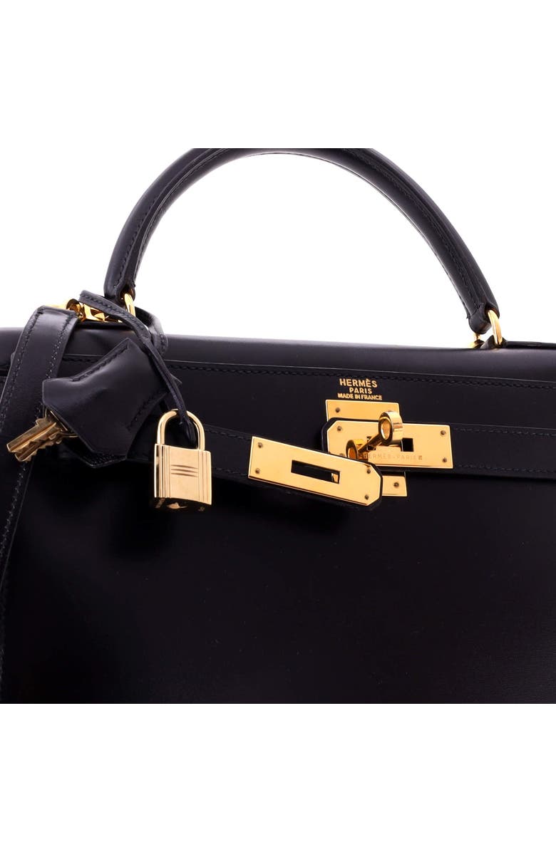 Pre-Owned Hermes Kelly Handbag Black Box Calf with Gold Hardware 28, Alternate, color, Noir