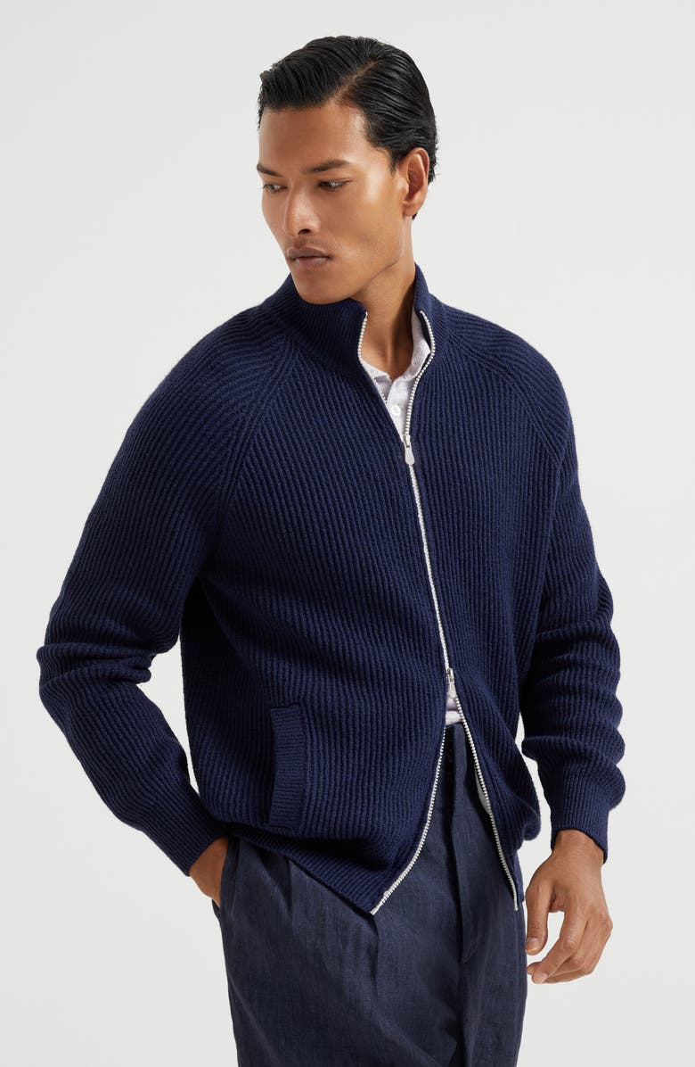 Brunello Cucinelli Zip-front cardigan, Alternate, color, 