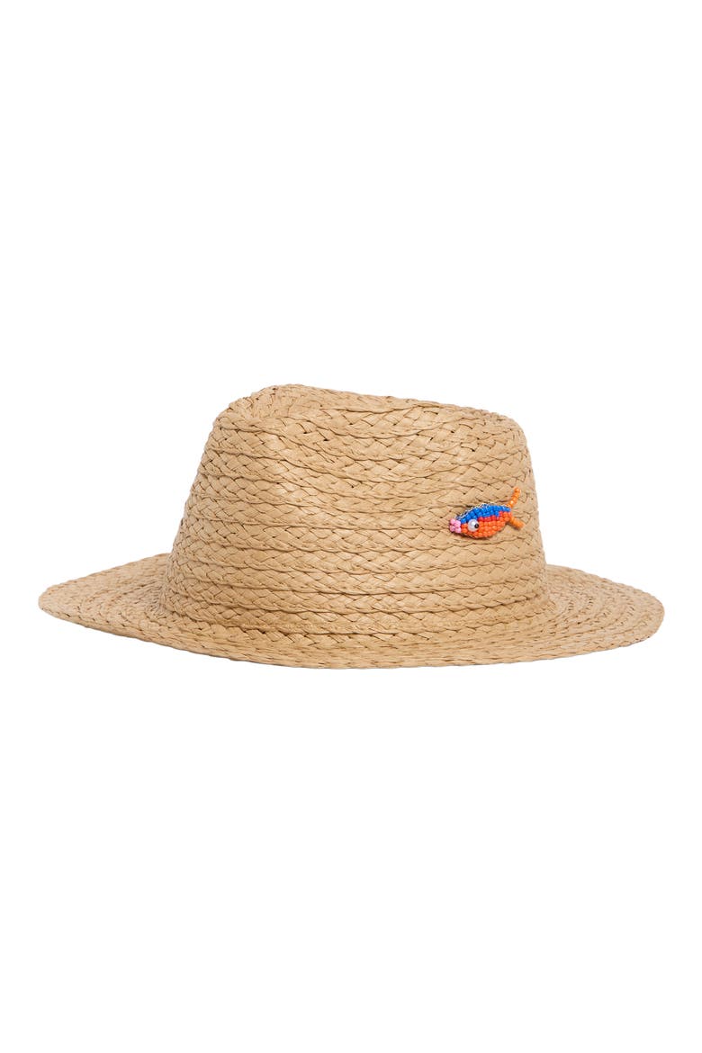 Beaded Sardine Straw Panama Hat, Main, color, TAN