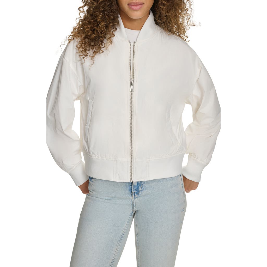 Levi's Women's Relaxed Zip-front Ribbed-hem Bomber Jacket In White