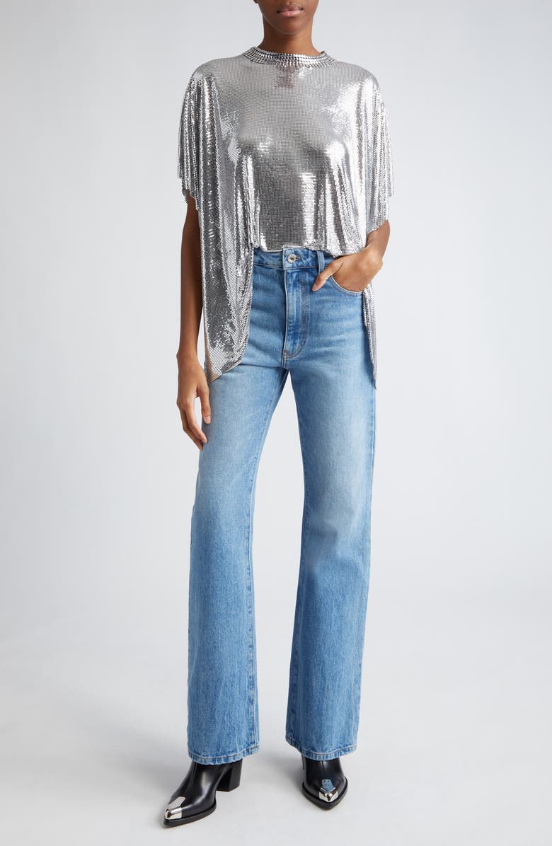 Rabanne Draped Aluminum Mesh Top, Alternate, color,