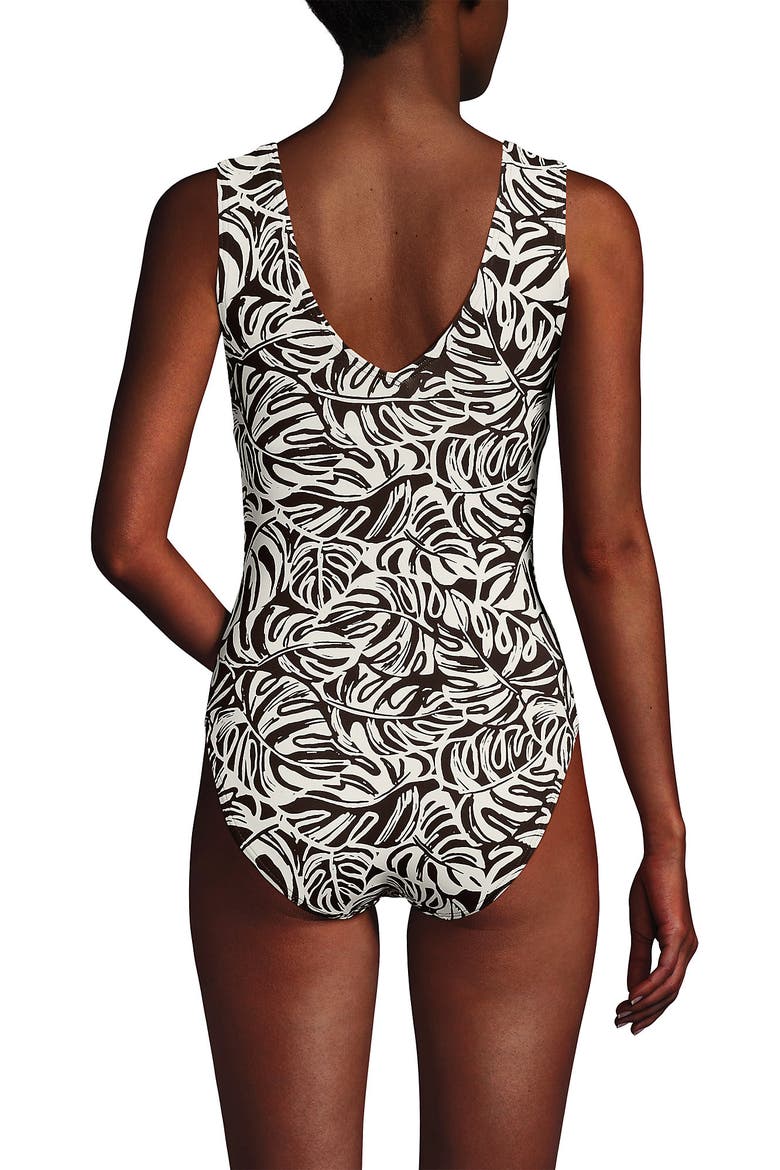 Sculpting Suit Sweetheart V-Wire High Leg One Piece Swimsuit, Alternate, color, Brown Mini Tropic Leaves