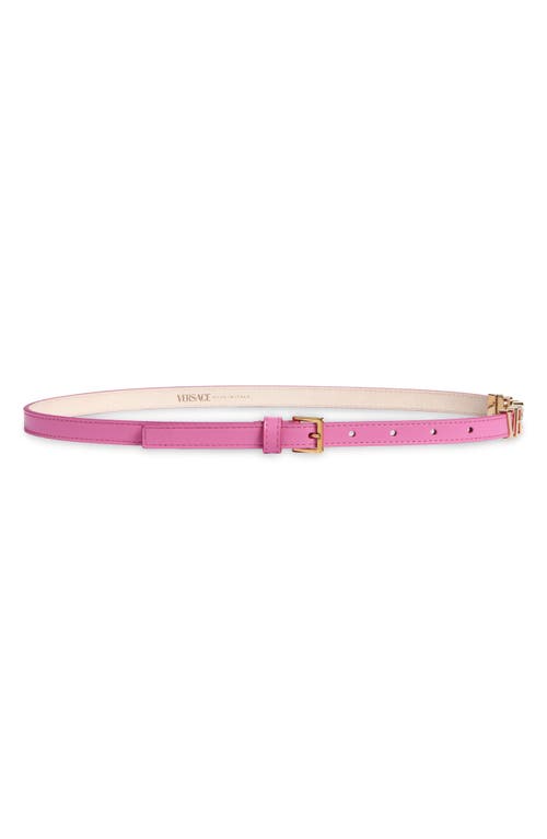 Versace Logo Leather Belt In Pink