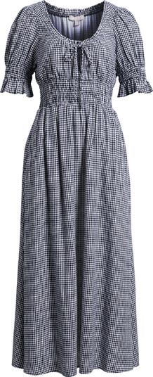 【美品】GINGHAM CHECK 2WAY PUFF SLEEVE DRESS Zara Gingham Check Puff Sleeve Lilac Mini Dress Ruched Hem