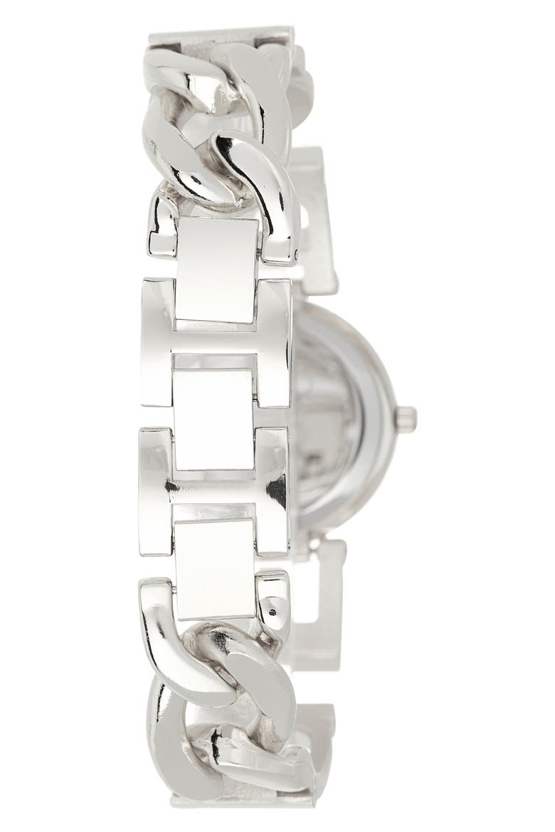 Crystal Logo Bracelet Strap Watch, 28mm, Alternate, color, SILVER