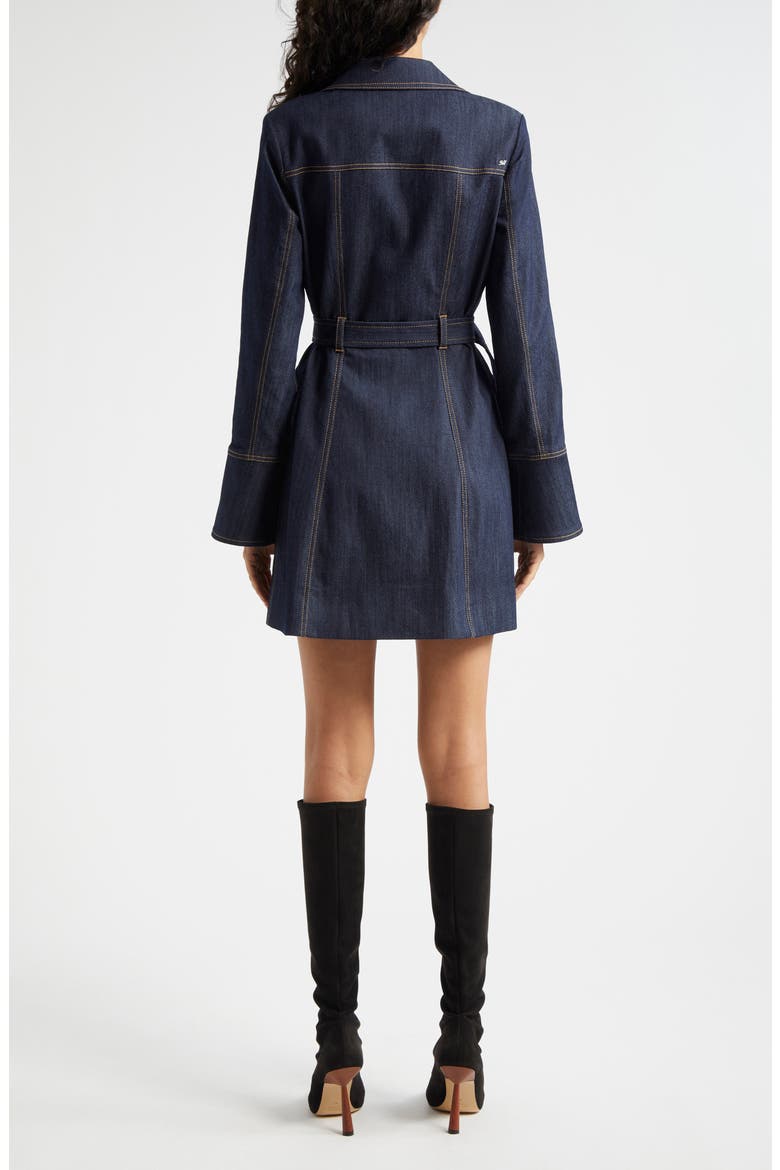 Evie Moto Long Sleeve Denim Minidress, Alternate, color, INDIGO