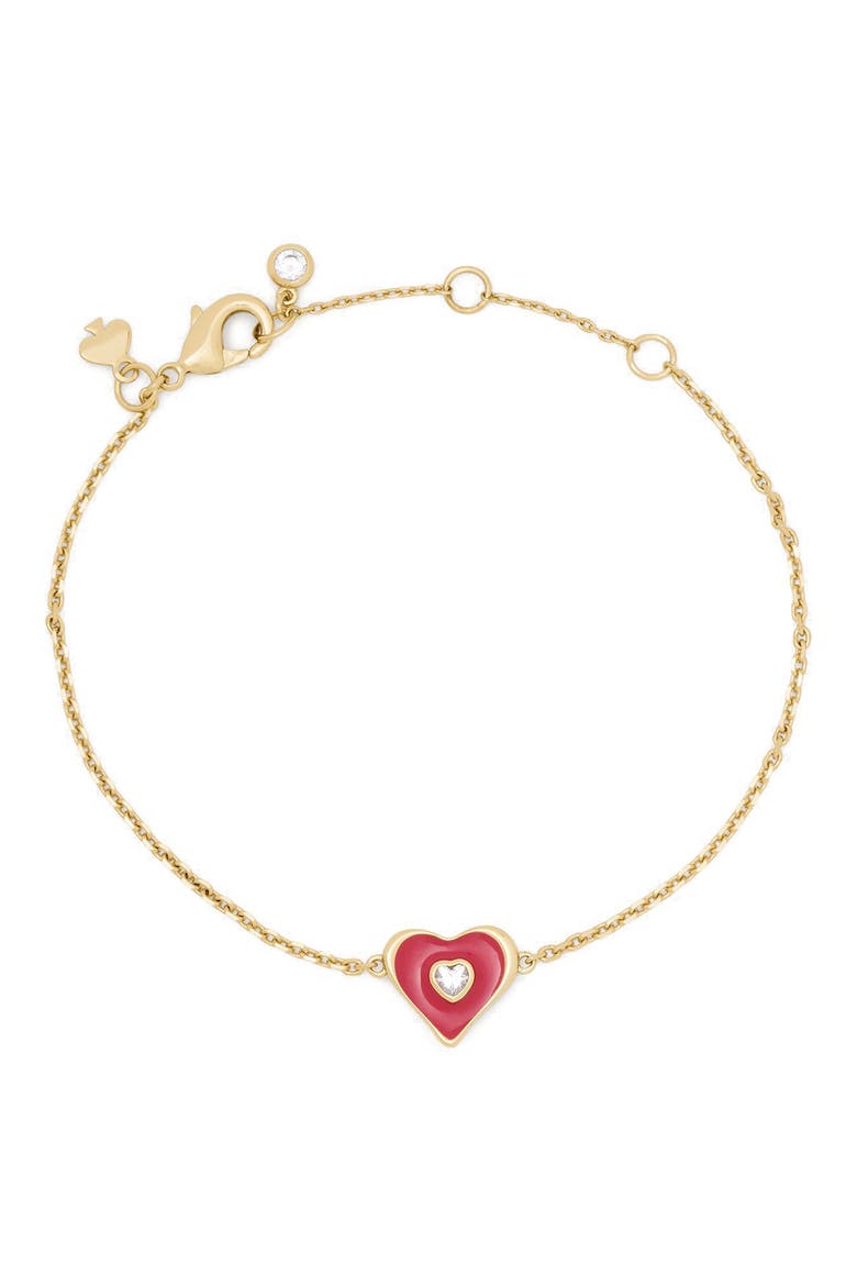 Love Notes Heart Pendant Bracelet, Main, color, RED