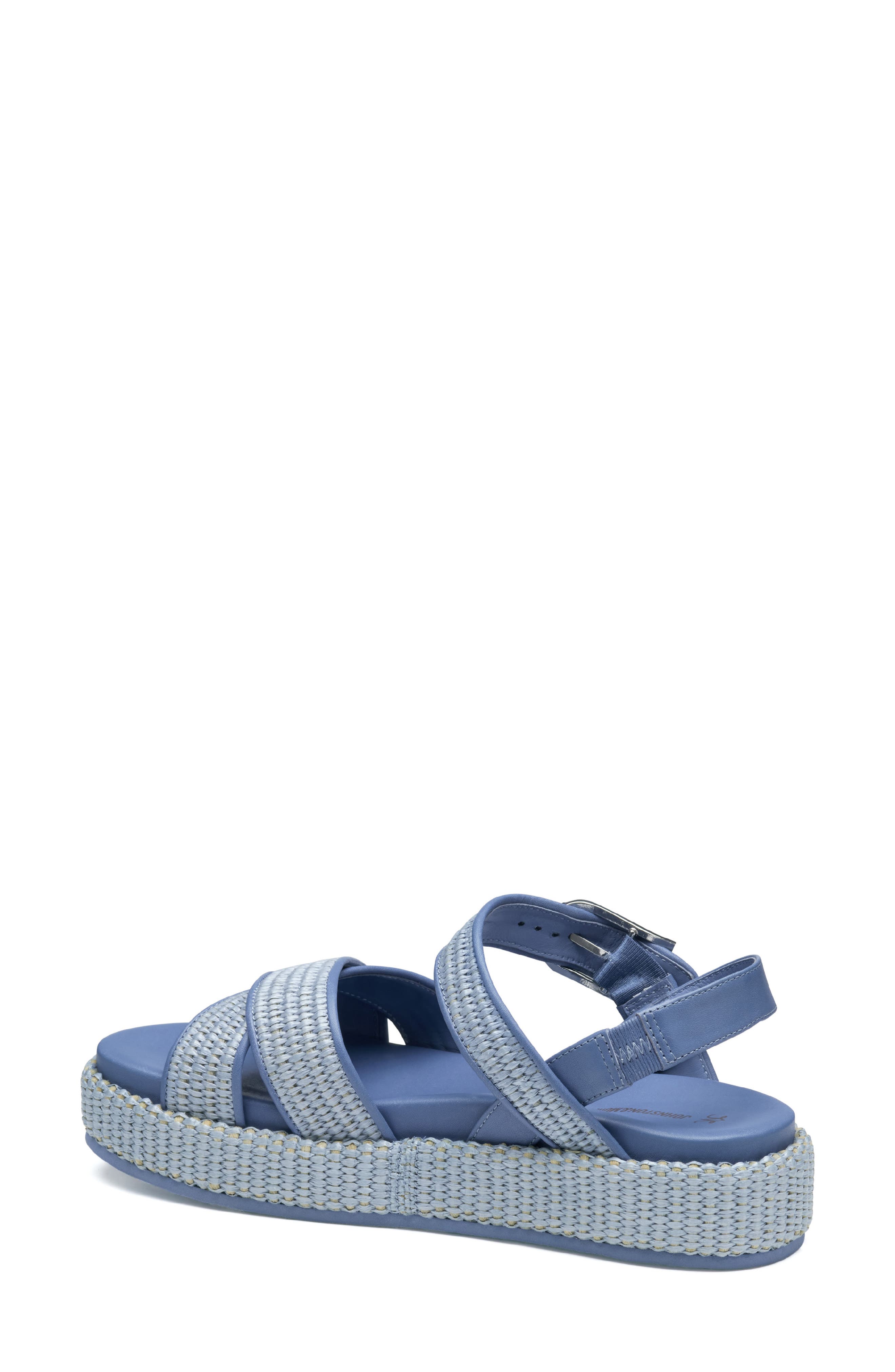 Johnston & Murphy Carli Ankle Strap Platform Sandal, Alternate, color, Light Blue Raffia